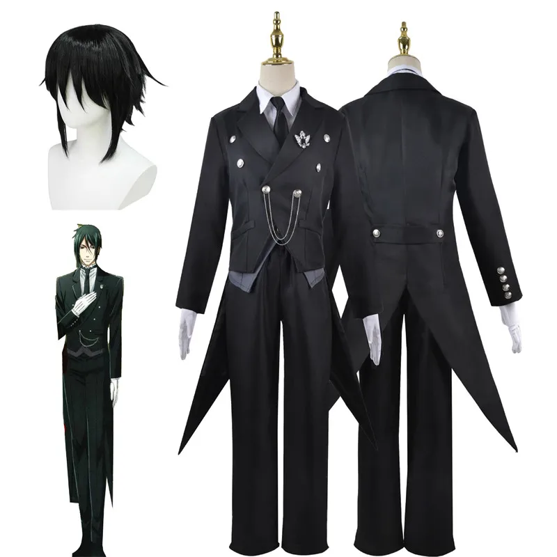 Black Butler Sebastian Michaelis Cosplay Sebas Costume Japanese Anime Carnival Party Uniform Swallowtail image 2