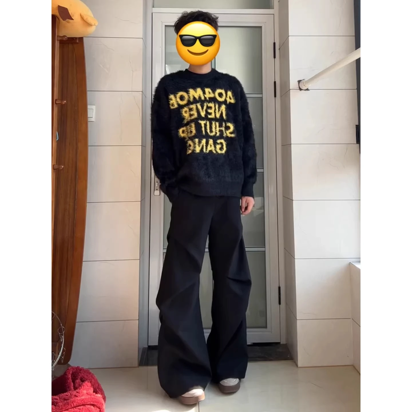 

Bla Pleated Flared Trousers Men's Autumn Winter Thiened Fce Wide Leg Straight Cut Casual Western Pants Cleanfit