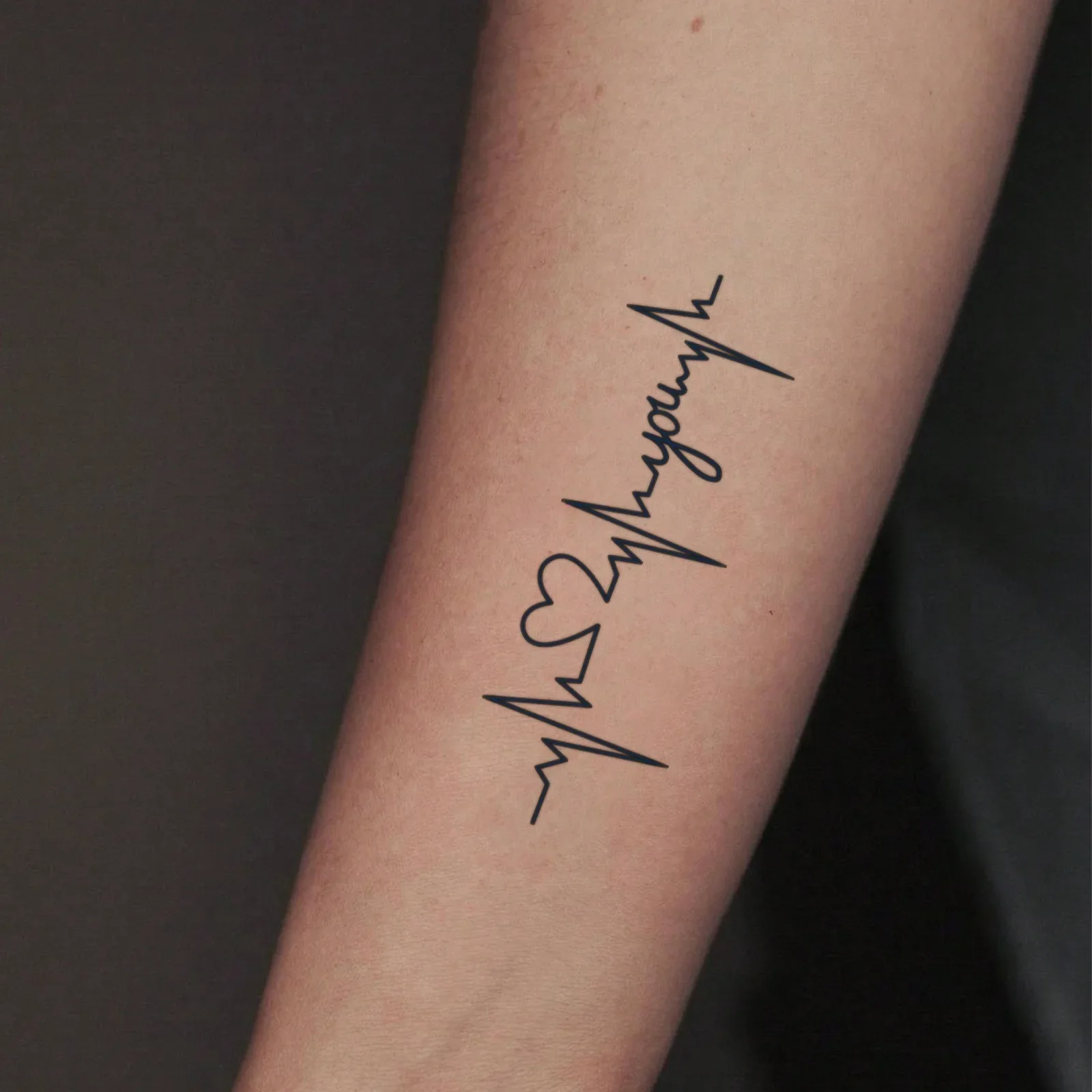 Heartbeat Script Rib Side Temporary Tattoo Sticker Waterproof Fake Tattoo Body Art for Women