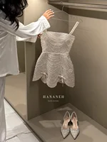 Amanda Customized Glitter Beading A-Line Sleeveless Wedding Dress Sexy Mini vestidos de noche Spaghetti Strap Formal Evening2025 2