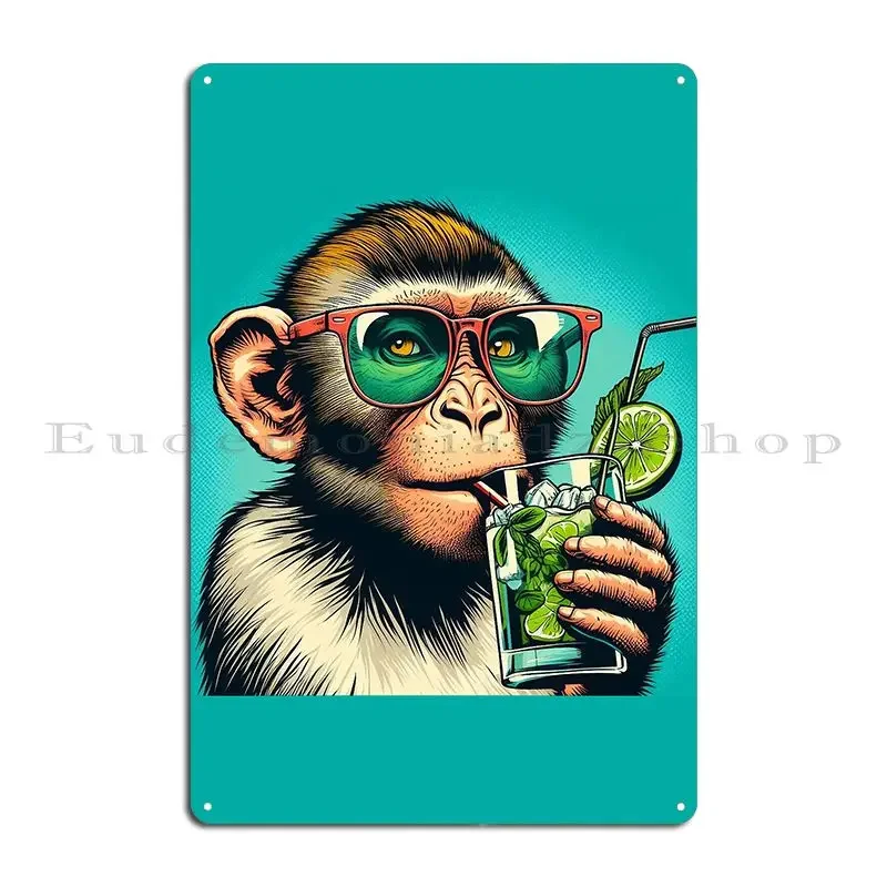 Mojito Monkey Light Eyes Metal Plaque Poster Club Design Customize Living Room Decoration Tin Sign Poster