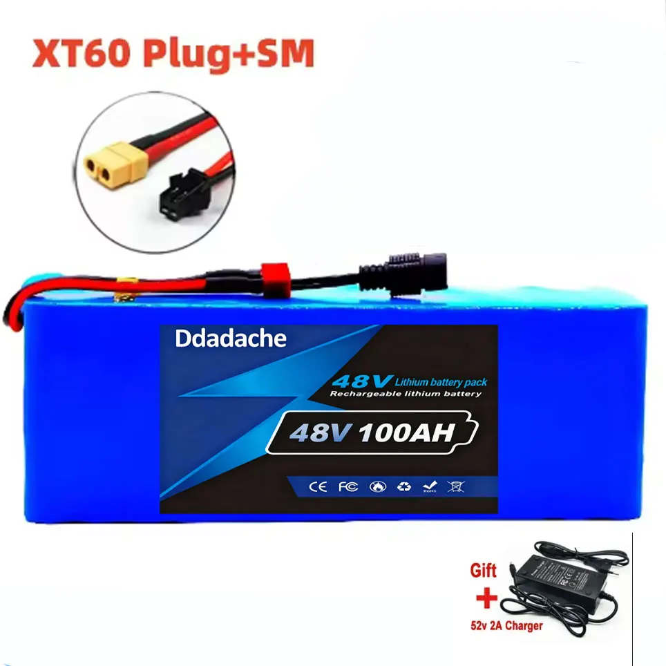 48V 100Ah Lithium-ion 13S3P Batterijpakket 100000mAh met 250W 350W 500W 750W 1000W BMS voor 54.6V E-bike Elektrische Fiets Scooter