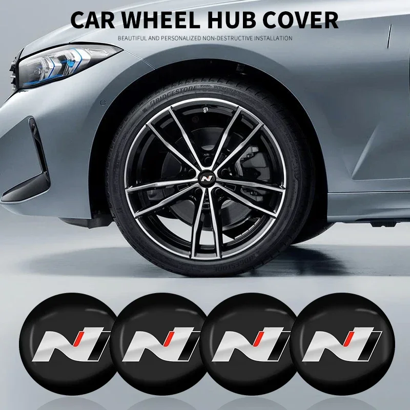 4PCS 56MM Wheel Hub Cap Sticker Car Caps Rim Stickers Badge Cover Decoration For N N LINE Elantra I30 I20 Veloster Fastback NX4