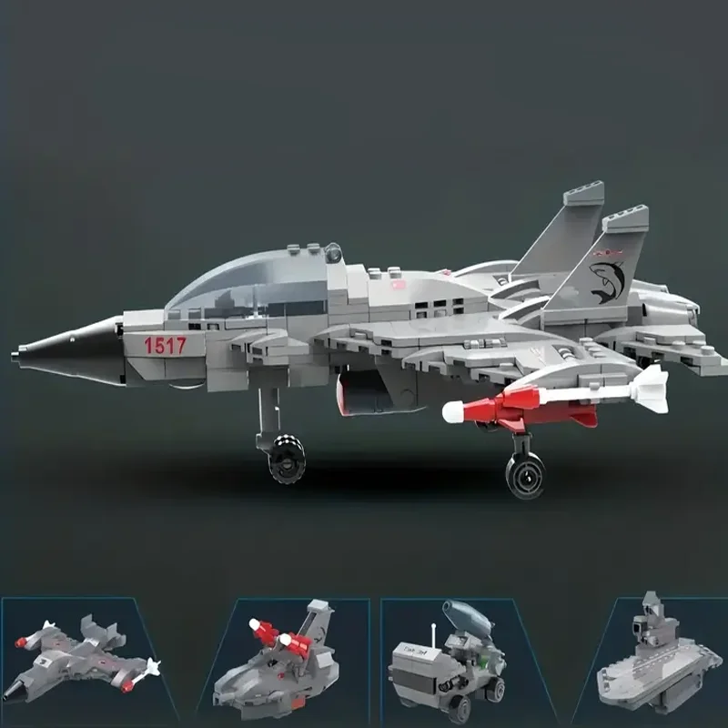 411PCS 4-in-1 fighter set World War II Military Army aircraft Jet model Technology building blocks Toy Boy Adult gift