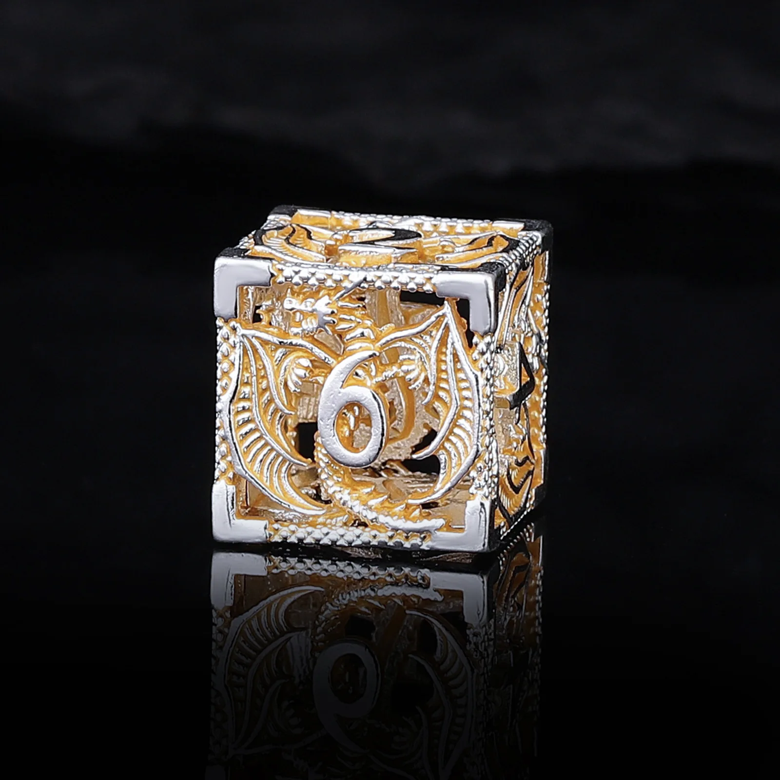 

Hollow Dragon Dice For Dungeon and Dragon DND Metal Dice Set TRPG Board Game Multi sided Gear polyhedral dice 7pcs Metal Cube