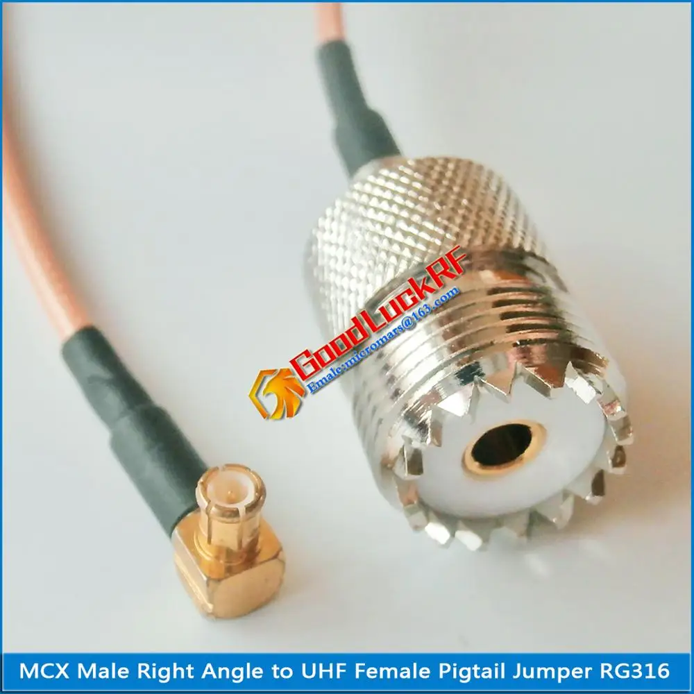 

High-quality UHF Female To MCX Male Right Angle 90 Degree Plug RF Connector RG316 Pigtail Jumper Cable Low Loss
