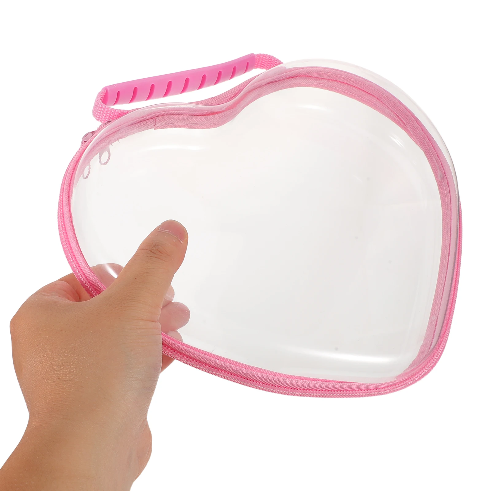 

Travel Storage Bag Makeup Clear Hard Shell Zipper Case Mini Pouch Organizer Heart Plastic Cosmetics