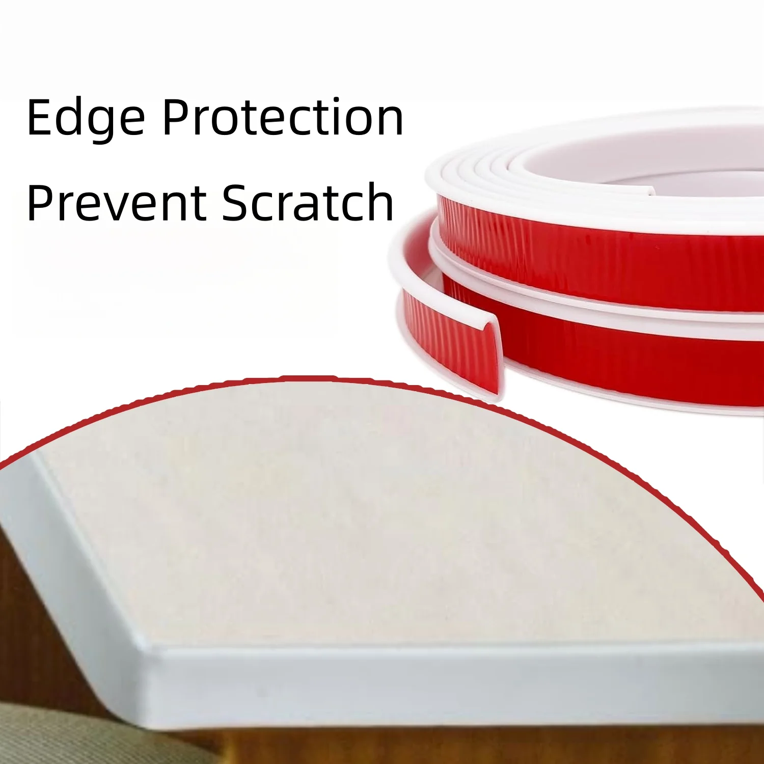 1pc Self Adhesive PVC U-Shaped Edges Banding Strip Furniture Cabinet Desk Edges Guard Protector, Easy to Install