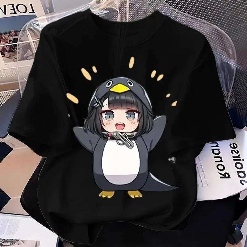 New Summer Gugu Gaga Little Penguin Boys and Girls Round Neck Loose Casual Short Sleeve Parent Child Top Made of Pure Cotton