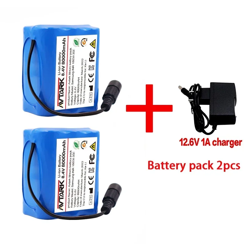 

NEW 8.4V 40Ah emergency DIY 18650 lithium battery pack 2S3P 8AH fishing LED light Bluetooth speaker medical equipment