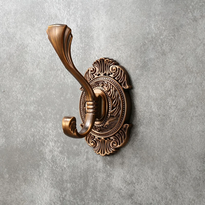 European Retro Alloy Fan-shaped Hooks, Rose Pattern Curtain & Coat Hooks, Vintage Curtain Decor Accessories