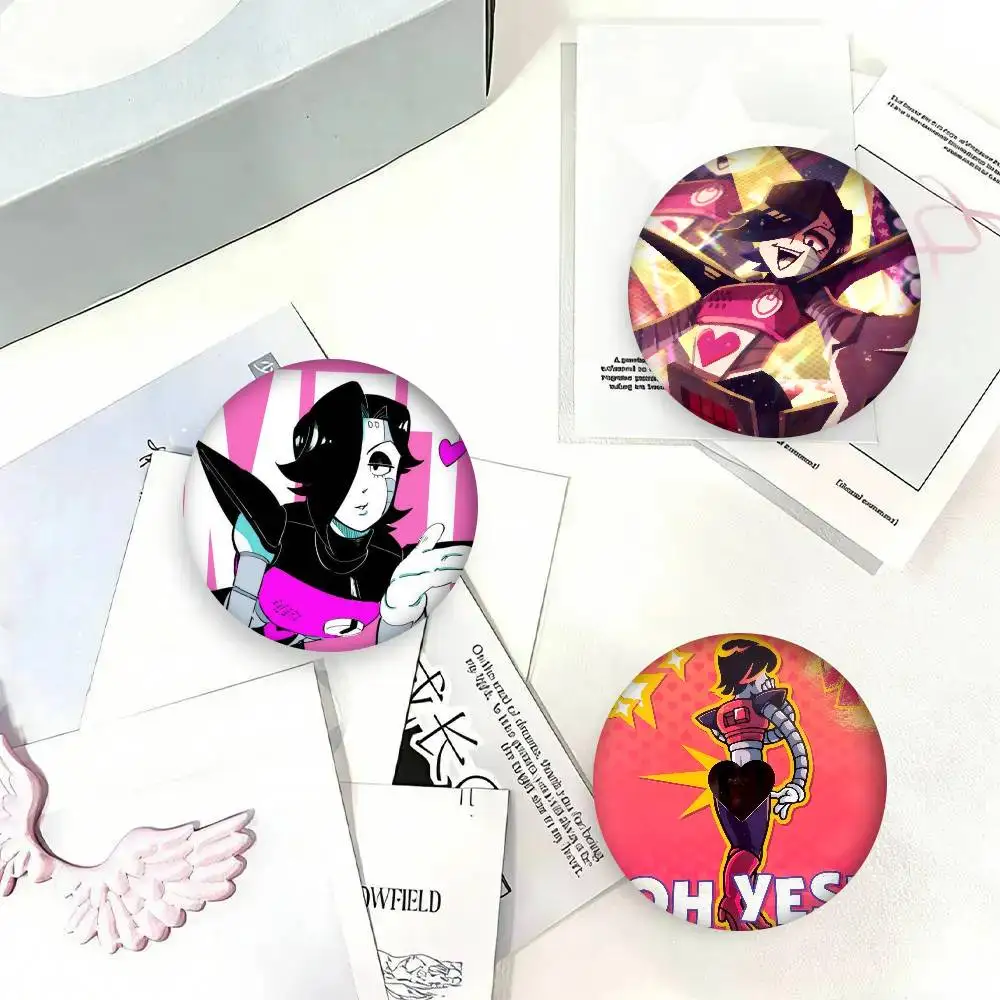 GAME Mettaton EX Anime  Creator Tinplate Pin Button Custom Anime Role Old-school Brooch Cartoon Collar Badge Jewelry Gift Fans