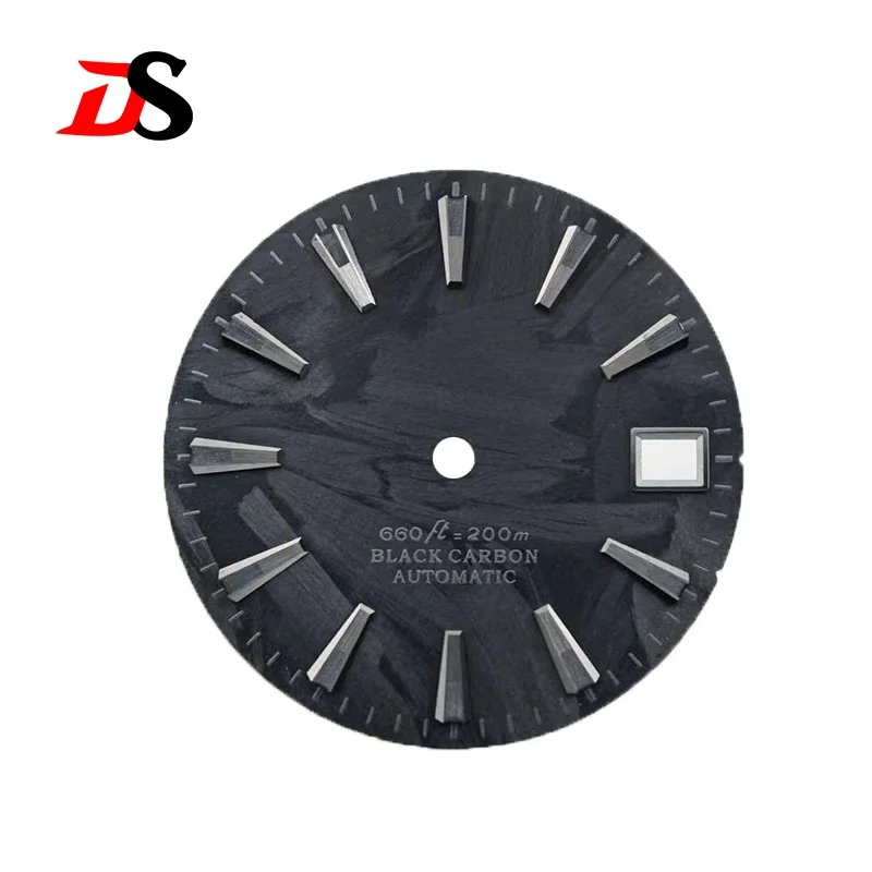 قرص من ألياف الكربون الأسود 28.5 ملم NH35 قرص أسود أسود Lume Bar Index NH34 GMT
