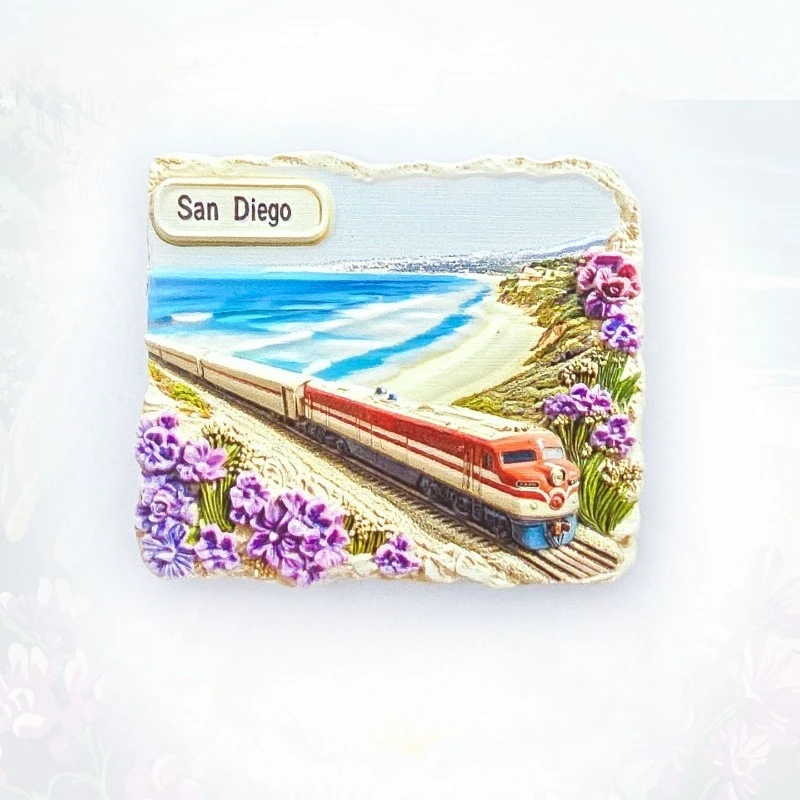 San Diego Beach Fridge Magnet - Iconic 3D White Sand Coastline Unique California Travel Souvenir for Vacation & Coastal Decor