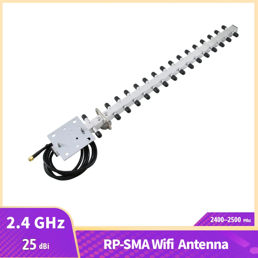 25dbi 2.4GHz WiFi Antenna Yagi Directional Lightweight Alloy RP-SMA WIFI Outdoor Antenna