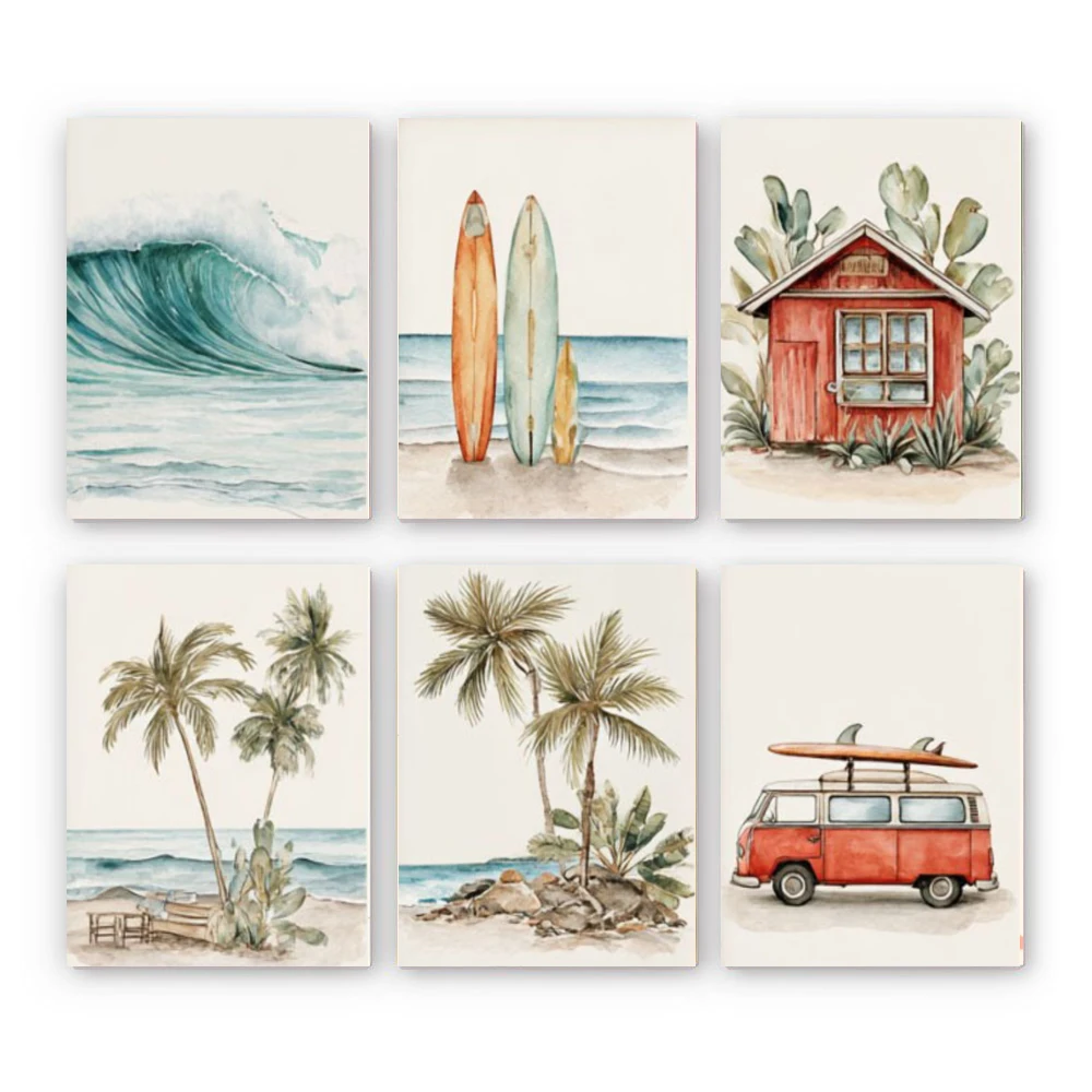 

Ручная росписьПриморский автомобильный домик Кокосовая пальма Комбинированный набор Художественная роспись по номерам Набор DIY Акриловые произведения искусства Холст Искусство Подарок для дома