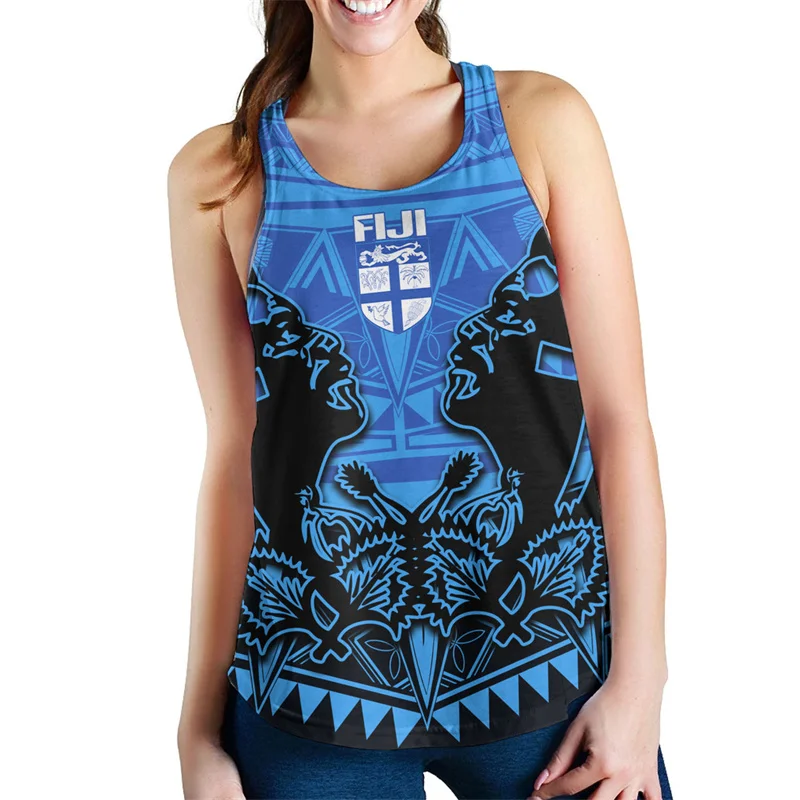 Harajuku Summer 3D Flying Fijians Print Tank Top Women Fiji Emblem Fijian Pride Graphic Tank Tops Cool Fashion Gym Clothing Men