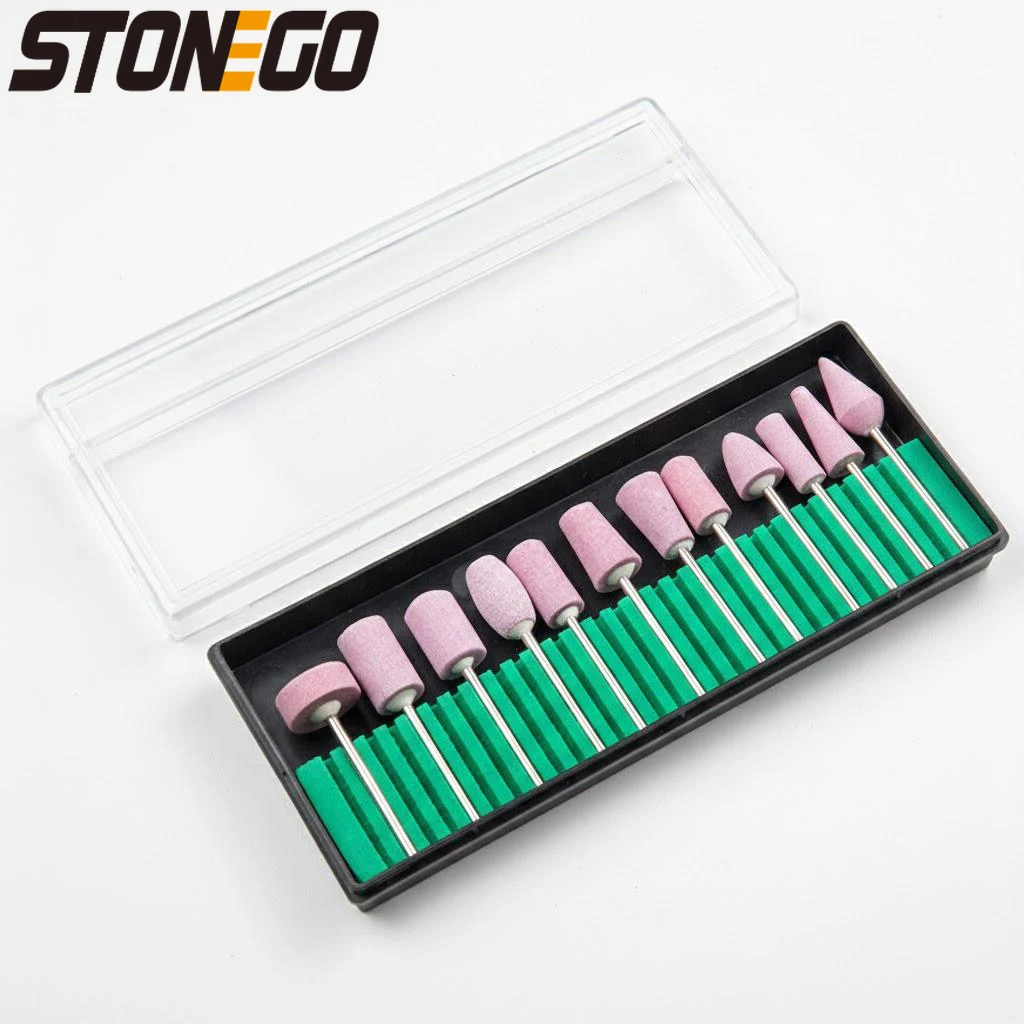 12-teiliges Set Elektrische Maniküre-Quarz-Nagelbohrer, Nagelpolierköpfe, Rosa Pediküre-Nagelkunst-Fräser-Set
