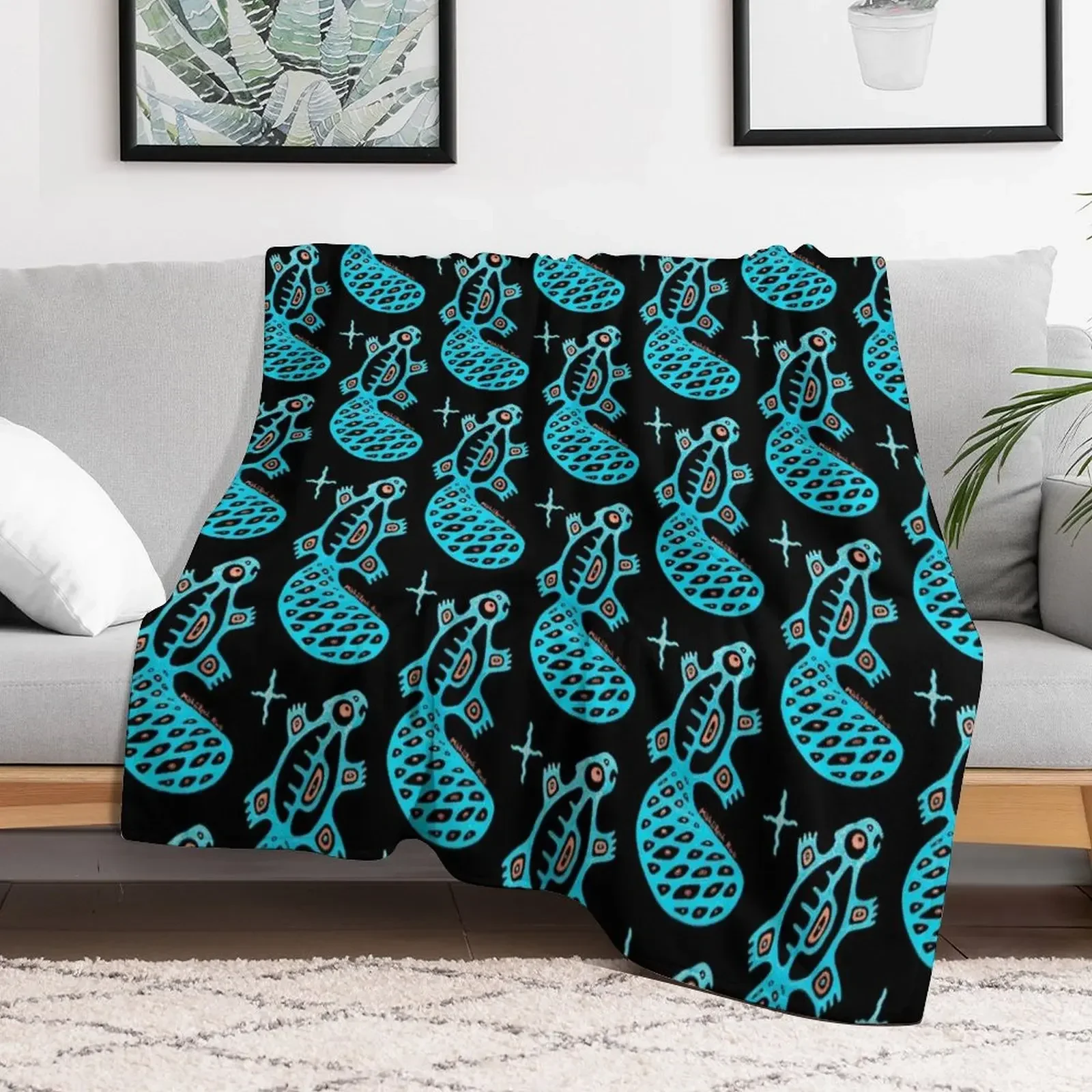 Teal beaver Throw Blanket wednesday Summer Decorative Beds Blankets