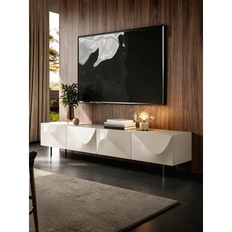 Minimalist TV Cabinet and Coffee Table Combo Living Room Light Luxury Solid Wood Floor Cabinet Simple Modern Home Tall TV