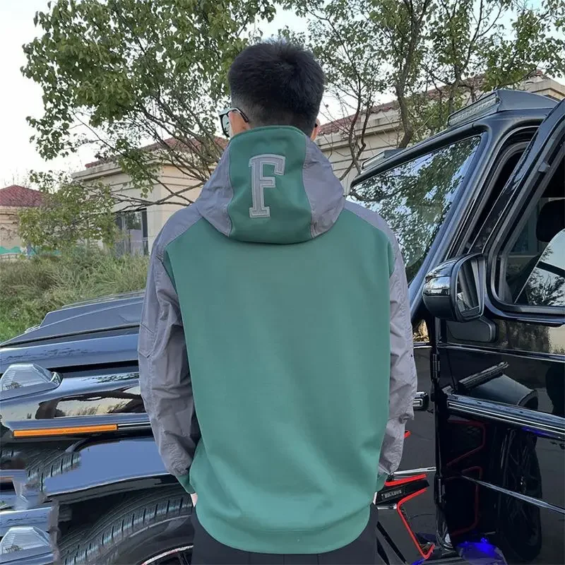 

Plus Size Sweatshirts for Men Sport Splicing Colour Cotton Novelty And Streetwear Funny Simple Cargo Clothes Tops Man Hoodies