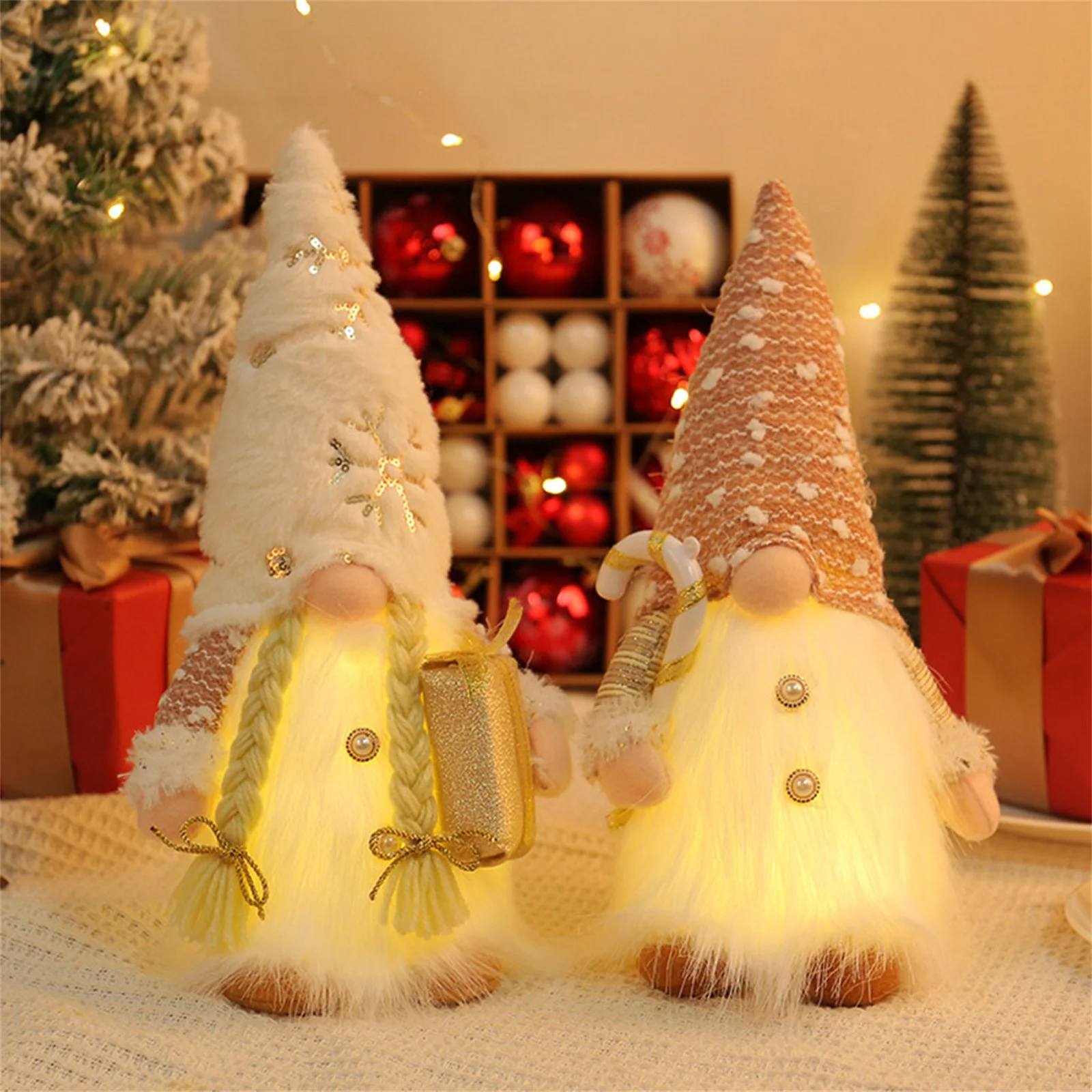 

2025 Christmas Glowing Gnome Doll 30cm LED Night Light Faceless Plush Elf Decor for Xmas Tree Home Navidad New Year Gift​
