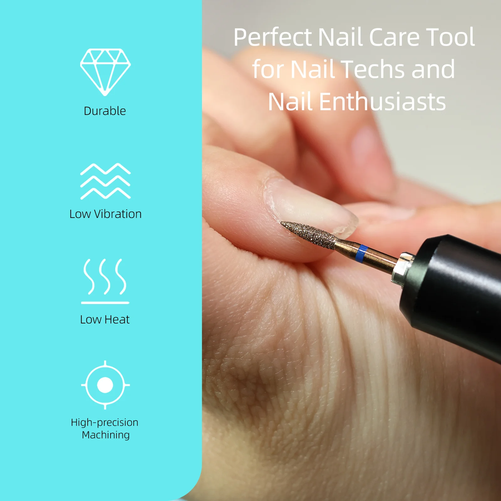 

HYTOOS 2mm Short Flame Copper Coated Diamond Nail Drill Bit for Cuticle Removal Russian Burr Dead Skin Clean Pro Manicure Tools