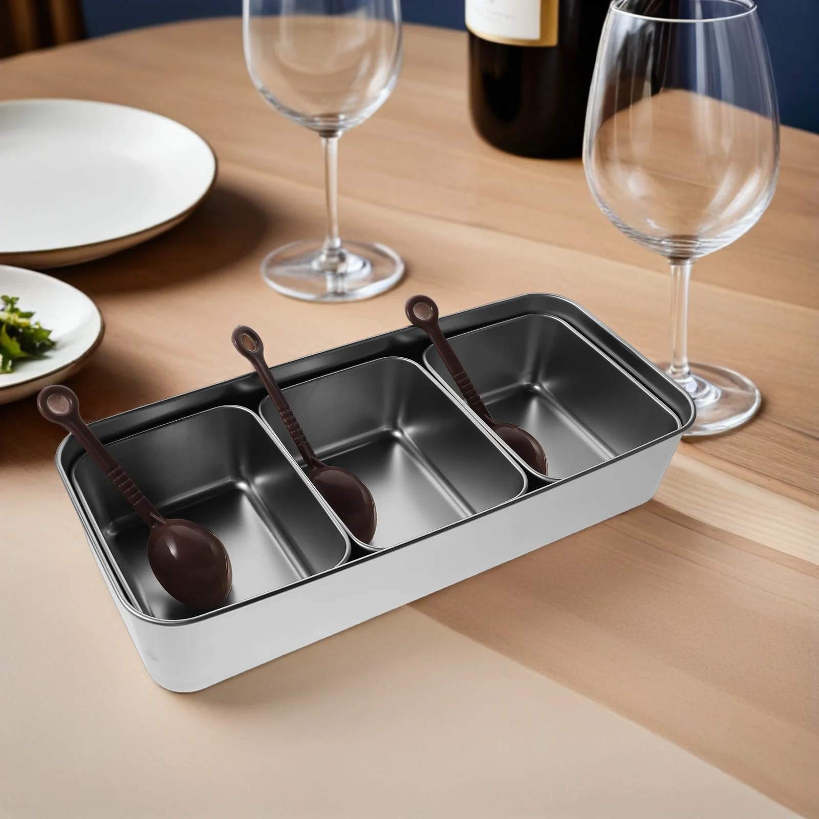 

Seasoning Box Set Condiment Containers Spice Holder Stainless Steel Silver