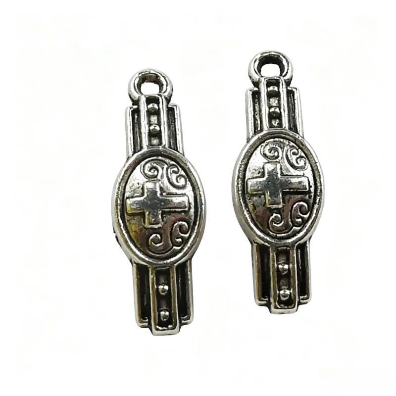 320 Stück antiksilberfarbene Armbanduhr-Anhänger, 23 x 8 mm, für Armbänder, Ohrringe, Schmuckherstellung, A111 – Detail 5