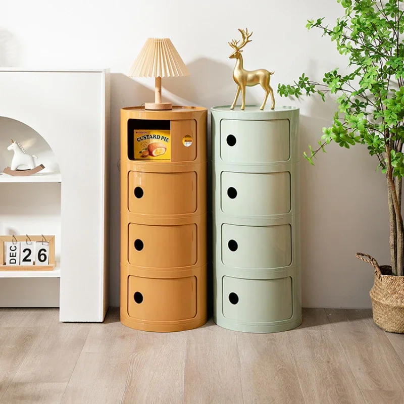 Creative Combination Bedside Table Round Large Capacity Storage Bedside Cabinet Small Cabinet Bedroom Simple Storage Narrow Side