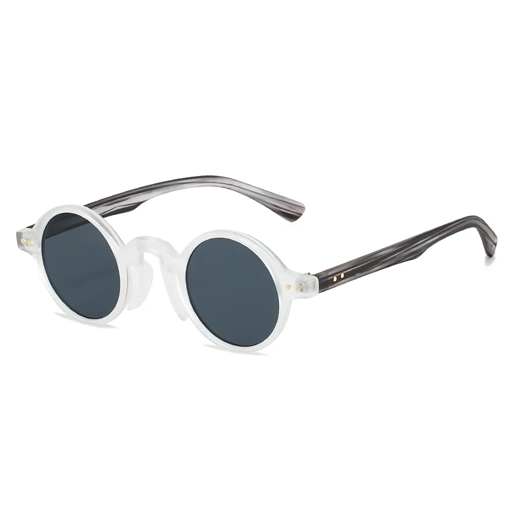 

Retro Fashion Gradient Small Frame Round Women Sunglasses Y2K Luxury Brand Leopard Rivet Design Casual Men Sun Glasses UV400