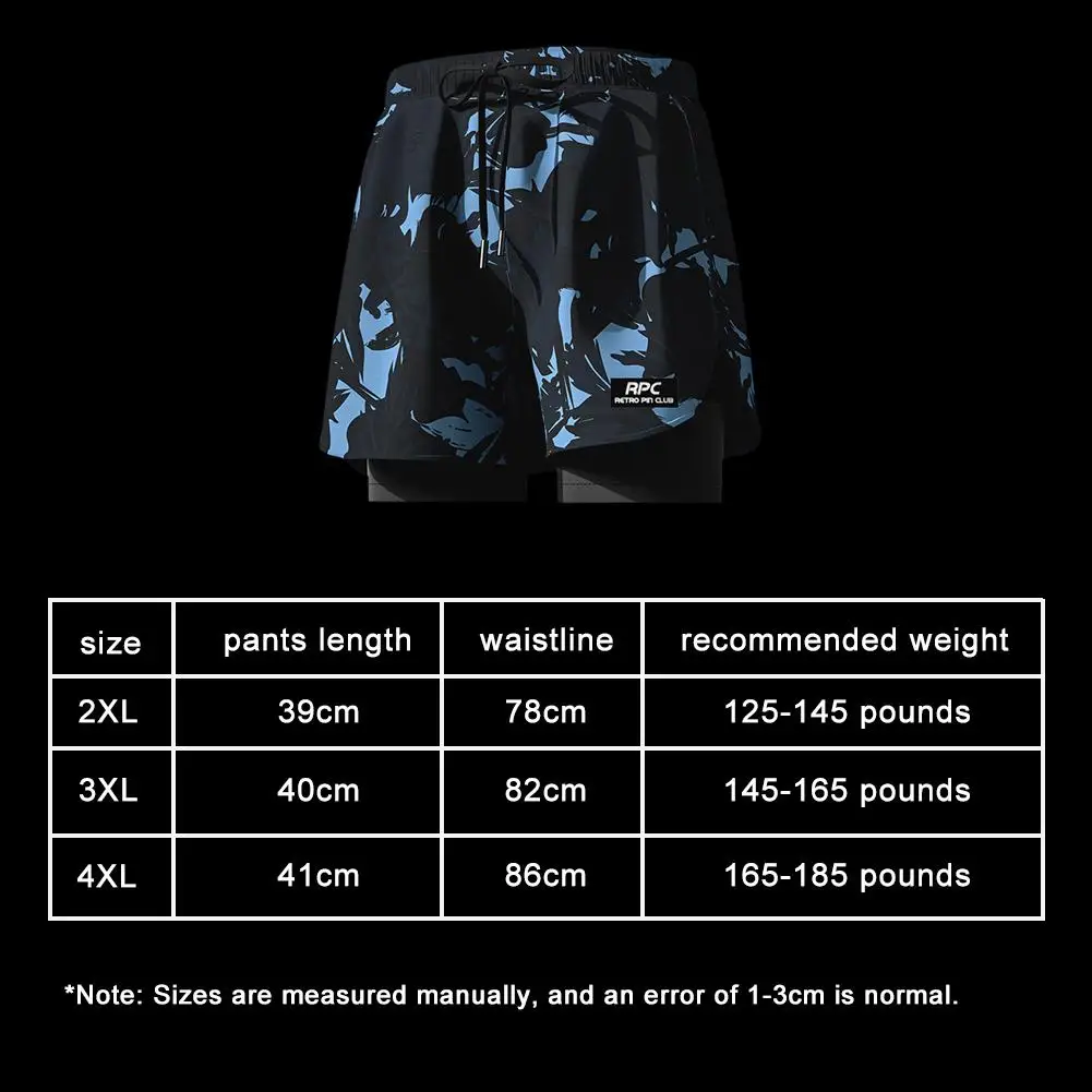 2 In 1 Quick Dry Running Gym Shorts For Men Swimming Trunks With Compression Liner Stretch Breathable Anti-exposure Sports Short