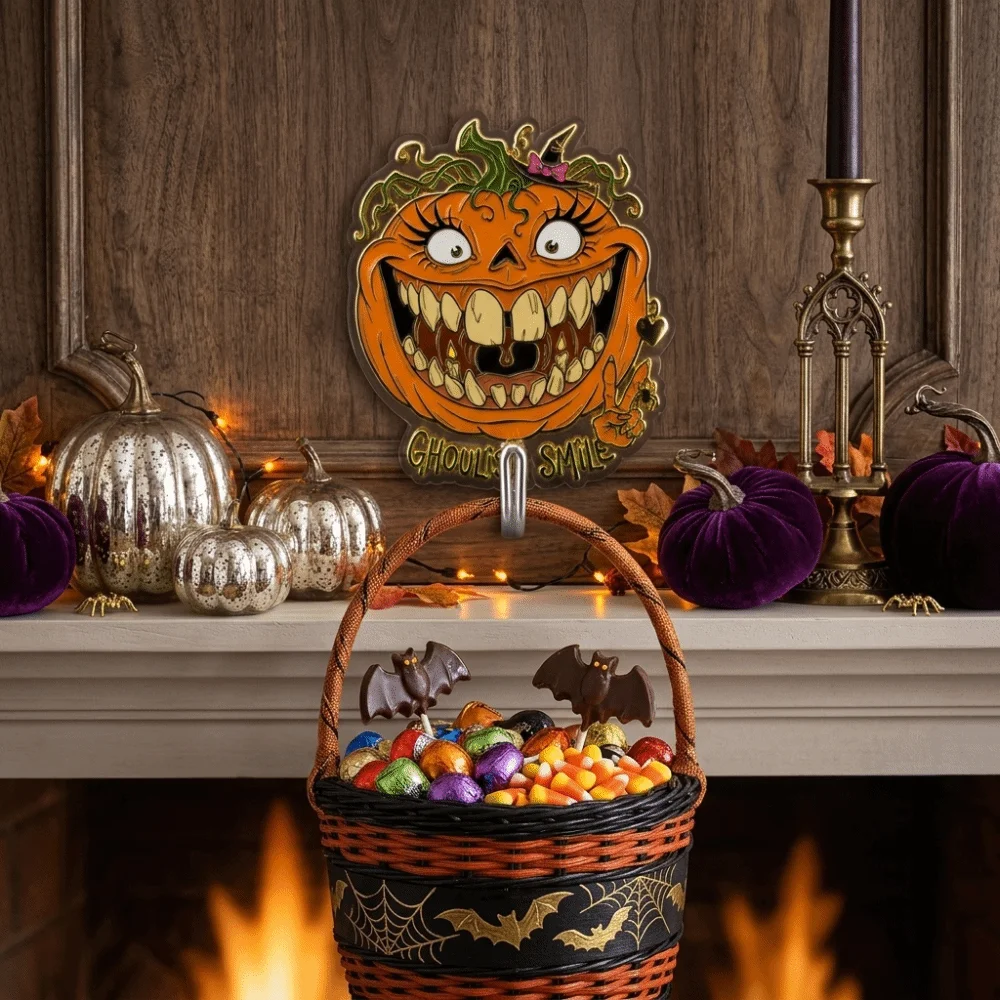 No Drill Halloween Hooks Strong Sticky Backing Traceless Sticky Self Adhesive Hooks Vivid Printing Lightweight Sturdy Plastic