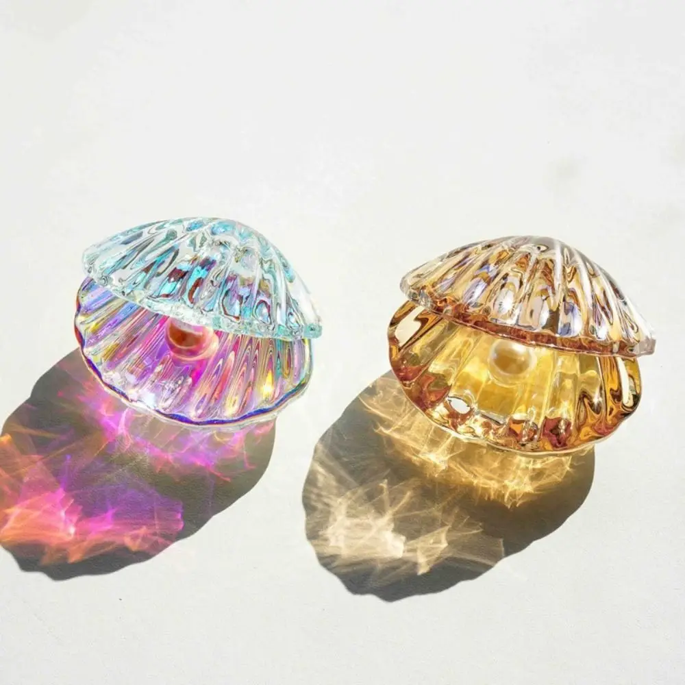 Adornos de Concha de Perla Artificial Colorida con Cristales Reflectantes, Figuras de Concha Marina Abierta en 3D de Vidrio, Manualidades para Decoración de Bodas