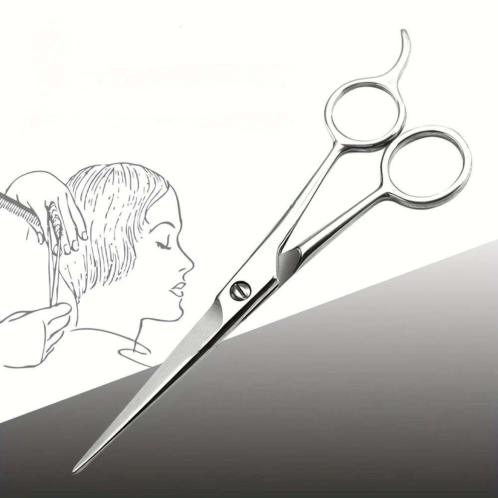 Stainless Steel Barber Shears Professional Anti-Slip Grip & Secure Dome Design Durable Flat Blades Haircut Beard scissors