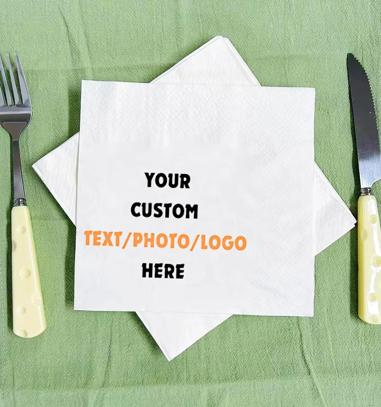 50 Personalized Photo & Logo Napkins for Weddings, Custom Cocktail Napkins, Business Party, Full Color Printed Photo Napkin,Part