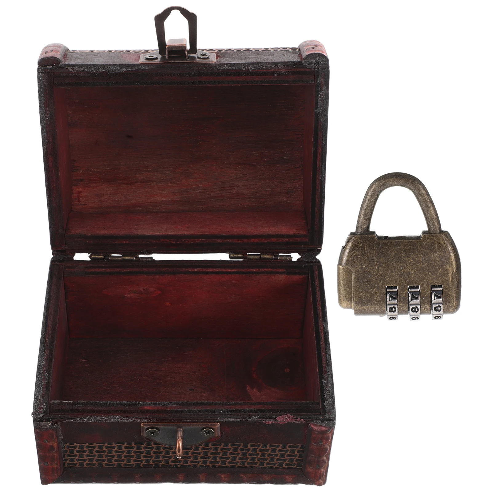 

Small Wooden Keepsake Storage Box Vintage Trinket Holder Jewelry Organizer Treasure Chest Lock Decorative Organizer