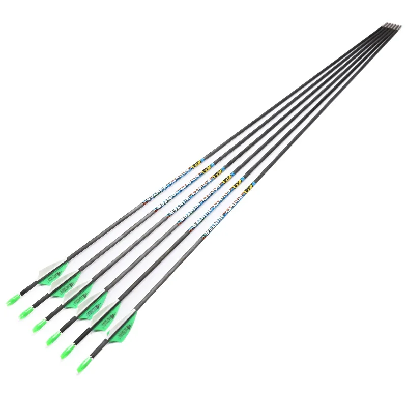 

12pcs Carbon Arrows ID3.2MM 1.75inch Plastic Vanes 120gr Tips Recurve Bow Hunting Shooting Archery