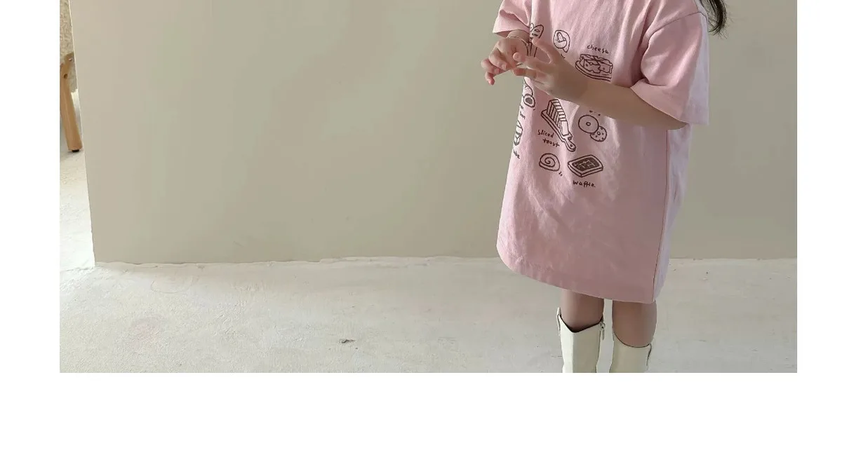 Baby Girls\' Cute T-shirt Dress Medium Long Style Baby Girl Summer Outfit Short Sleeved Dress Stylish Simple Casual Cotton Dress