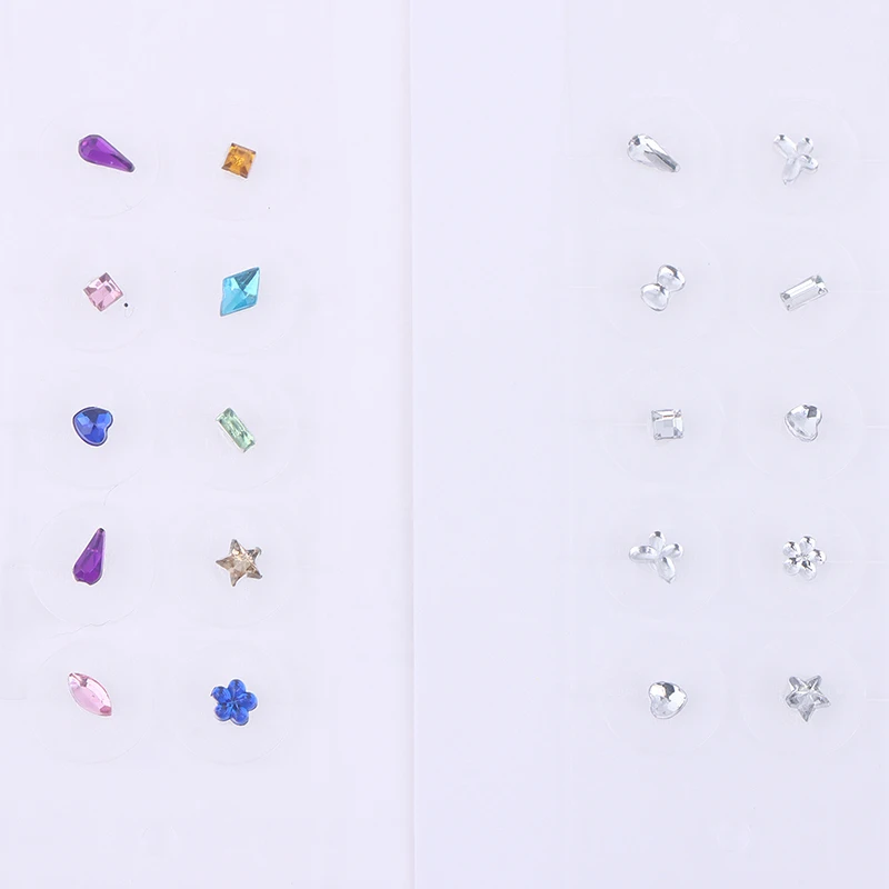 

10Pcs Fashion Rhinestone Alien Colored Diamonds Ear Point Stickers Ear Pressure Stick Ear Sticker Kid Toy Sticker