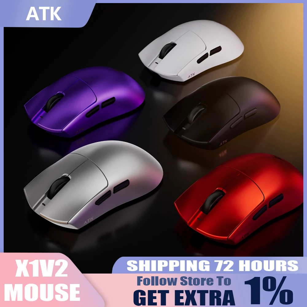 

ATK X1 V2 Ultimate Mouse Wireless 8K Hz Paw3950Ultra Lightweight Ergonomic High Performance FPS Gaming Mouse Custom Gamer Gift