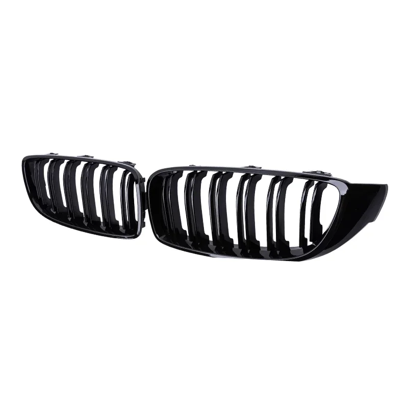 Car Front Bumper Grille Racing Grill 12-18 Dual-Slat Glossy Black Grilles Accessories For BMW 4 Series F32 F33 F36 M3 F80 M4 F82