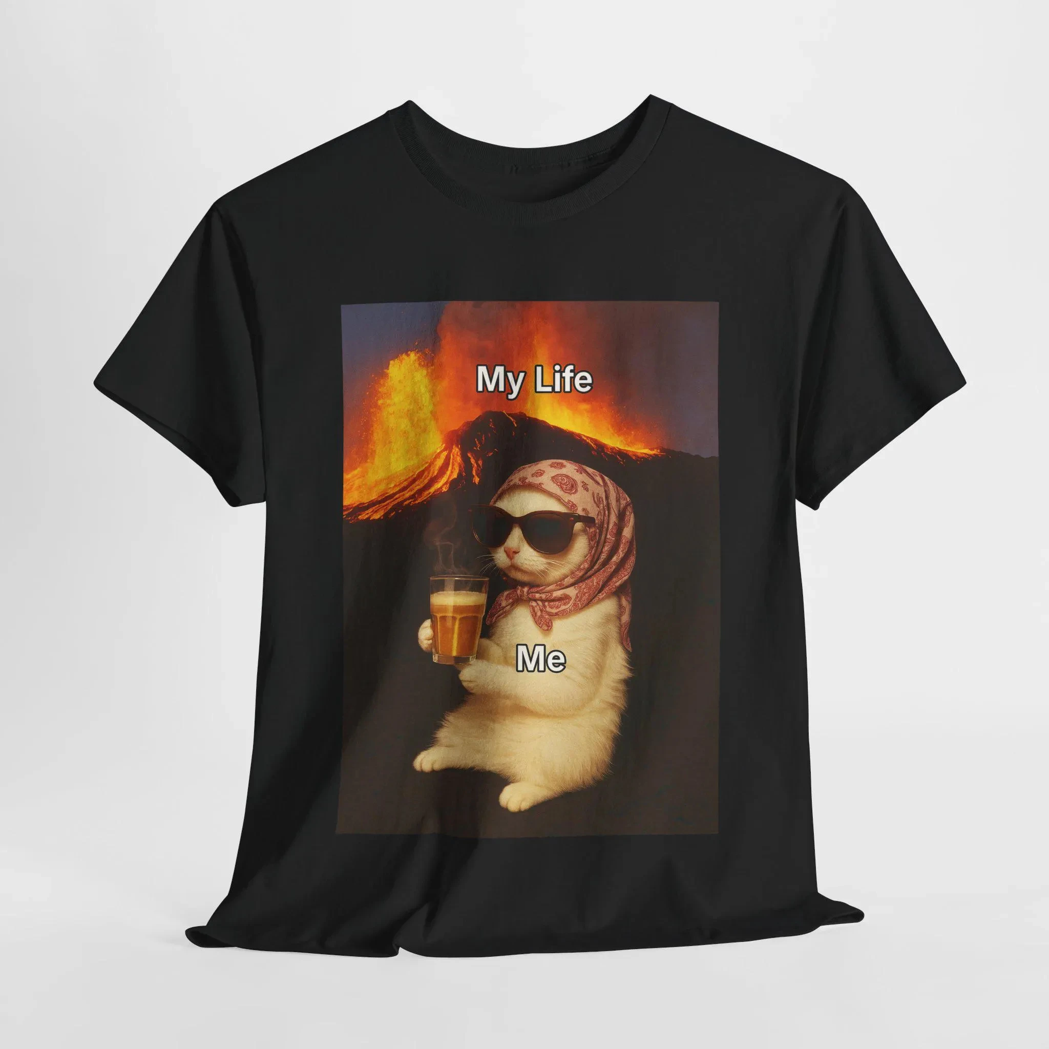 

Футболка My Life Me Funny Cat Meme, мужская и женская высококачественная хлопковая футболка с короткими рукавами, летняя рубашка Y2k, топы, мужская одежда