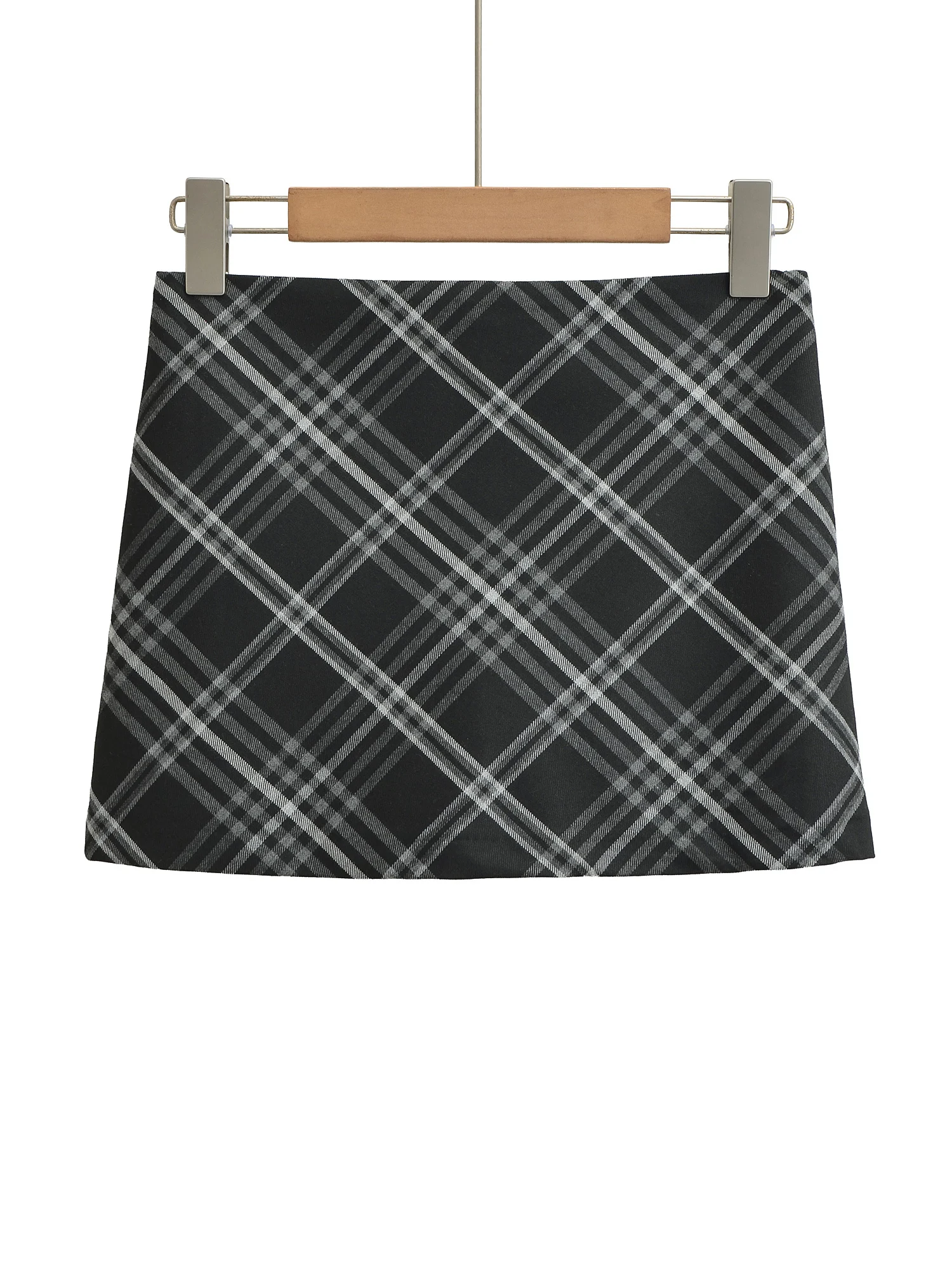 American Retro Plaid High Waist  Skirt Women's Versatile Slimming Bodycon Single Button Anti-Light Short Skirt