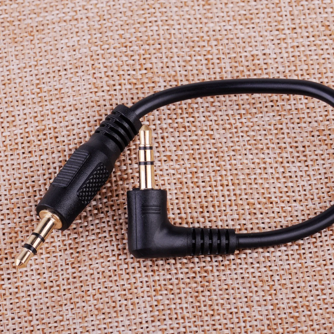 CITALL Car 10cm Short Right Angle Male to Male 3.5mm Aux Jack Speaker Audio Cable Adapter