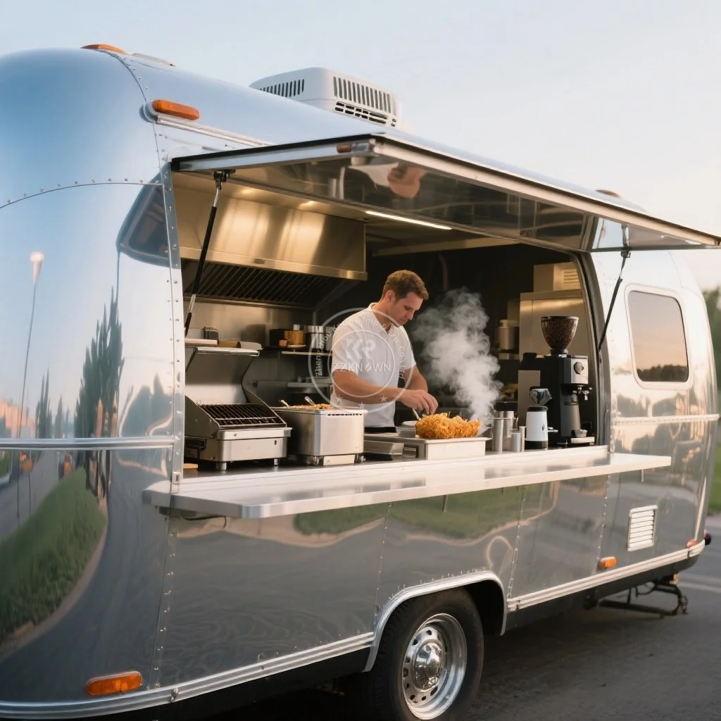 

Customized Fast Food Truck Ice Cream Cart Street Restaurant Fully Equipped Custom Concession Fast Food Trailer With Full Kitchen