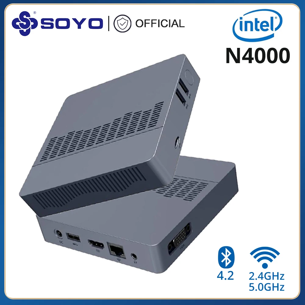 SOYO Mini PC M2 Air Mini Computer 6+128G Windows 11Graphics 600 Intel Gemini Lake N4000 BT 4.0 For Home And Business Mini PC