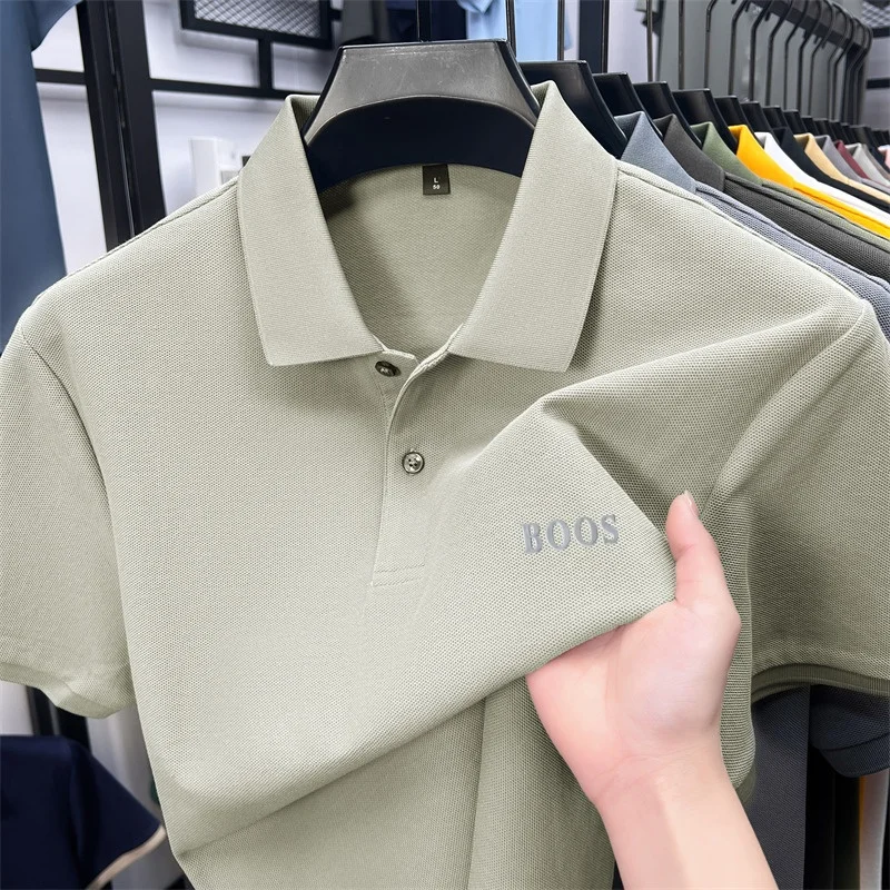 100% Baumwolle Hochwertige Herren Kurzarm-Poloshirts mit Kragen und Knöpfen Buchstabendruck Mehrere Farboptionen Meistverkaufte Herrenbekleidung – Detail 8
