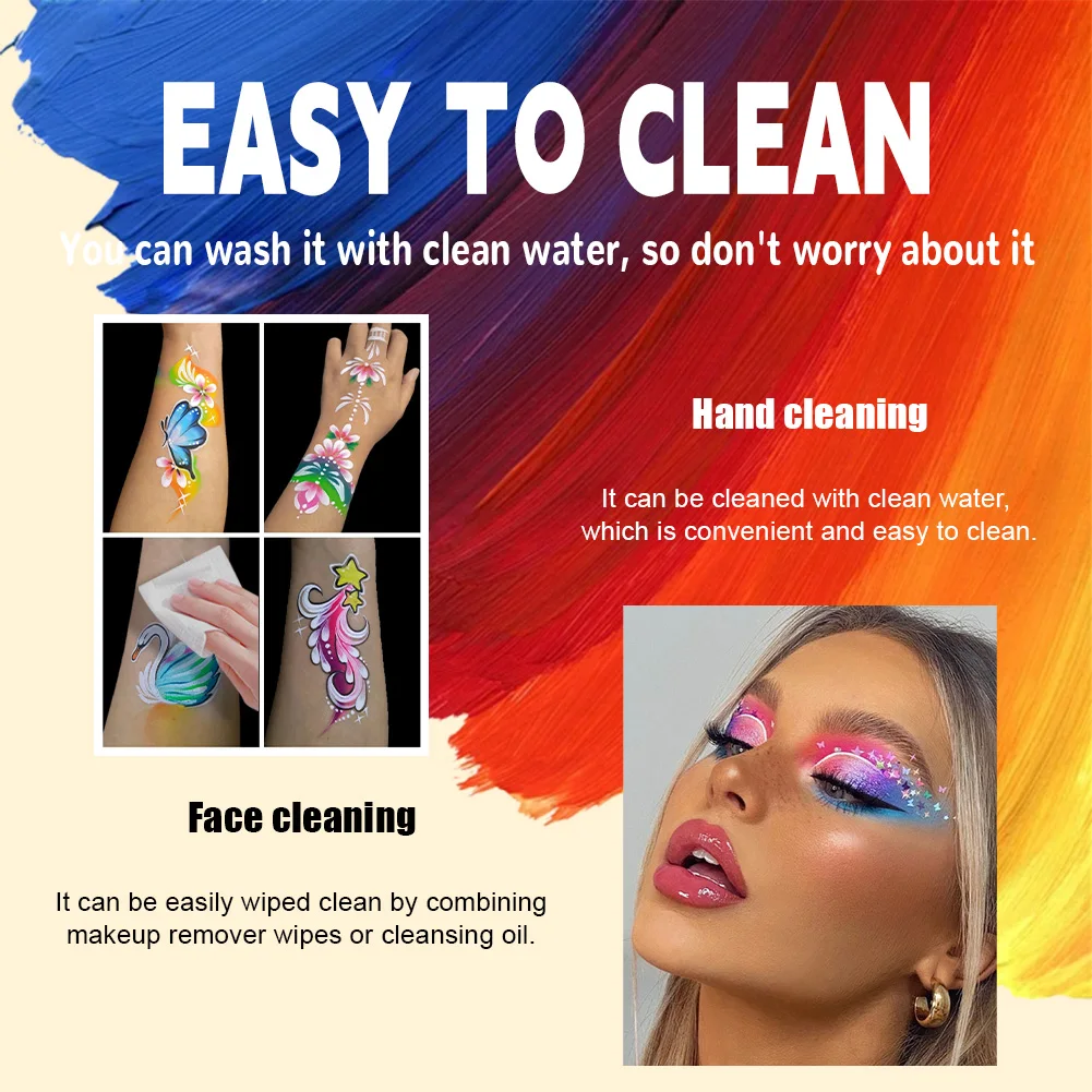 UV 형광 페이스 및 바디 페인트, 어둠 속에서 빛나는 화장품, 할로윈, 카니발 및 파용 속건성 세탁 가능 페인트