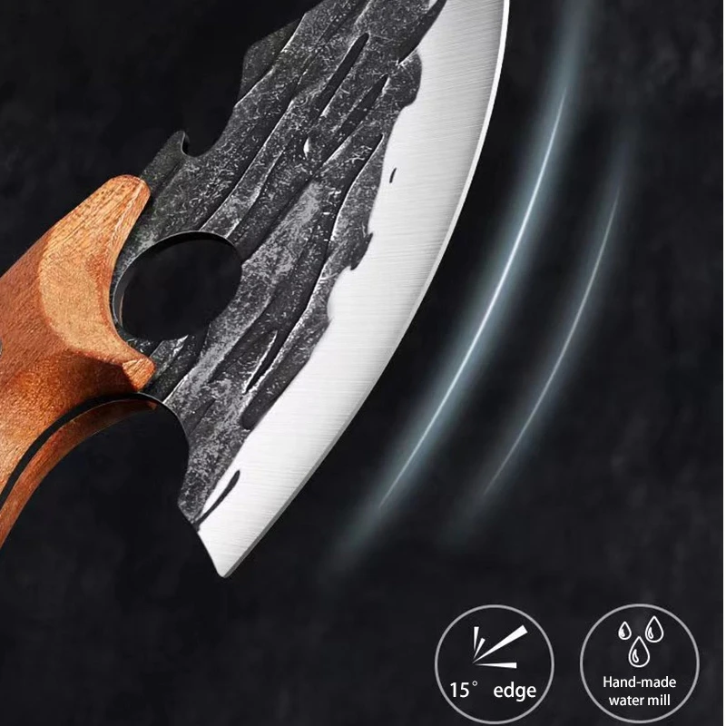 Forged Meat Cleaver Kitchen Chef Knife Fishing Fruit Cutting Knife BBQ Butcher  Viking Knife Can Opener Portable Utility Knife